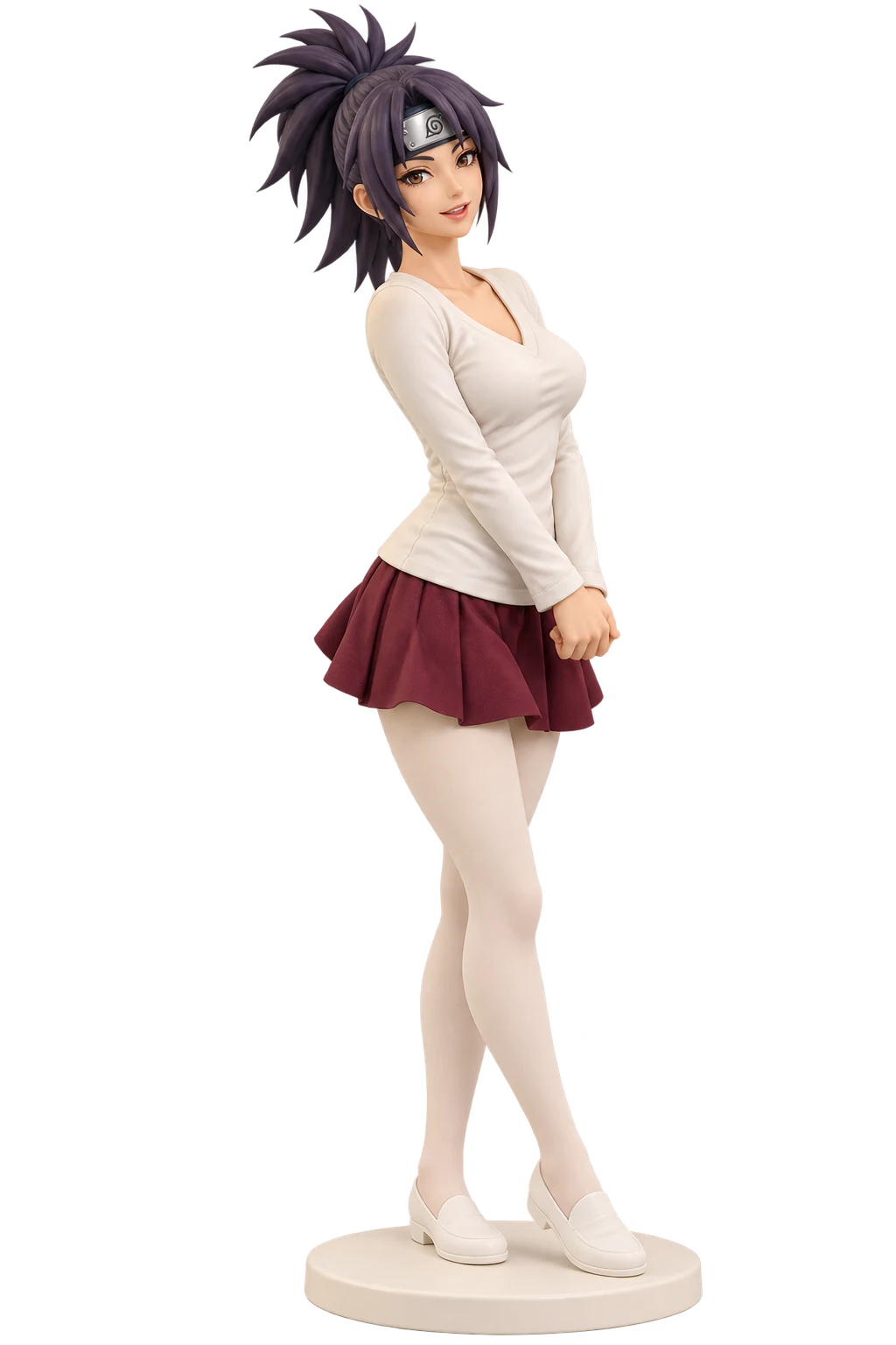 Naruto · Anko Mitarashi · White top + burgundy pleats · 3D Figure