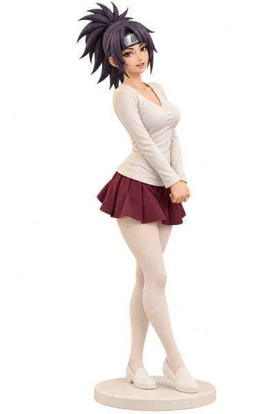 Anko Mitarashi · White top + burgundy pleats · transparent figure
