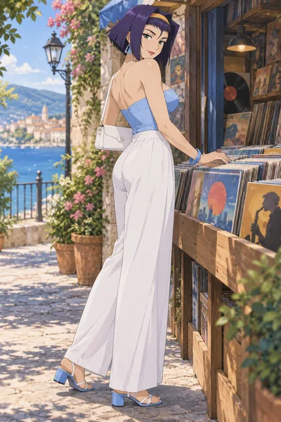 Faye Valentine · Structured top + palazzo pants