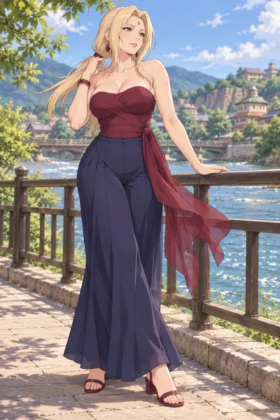 Tsunade · Structured top + palazzo pants