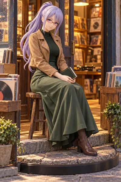Ayame Sarutobi · Suede jacket + long skirt · full-body fan figure outfit