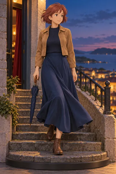 Lisa · Suede jacket + long skirt · full-body fan figure outfit