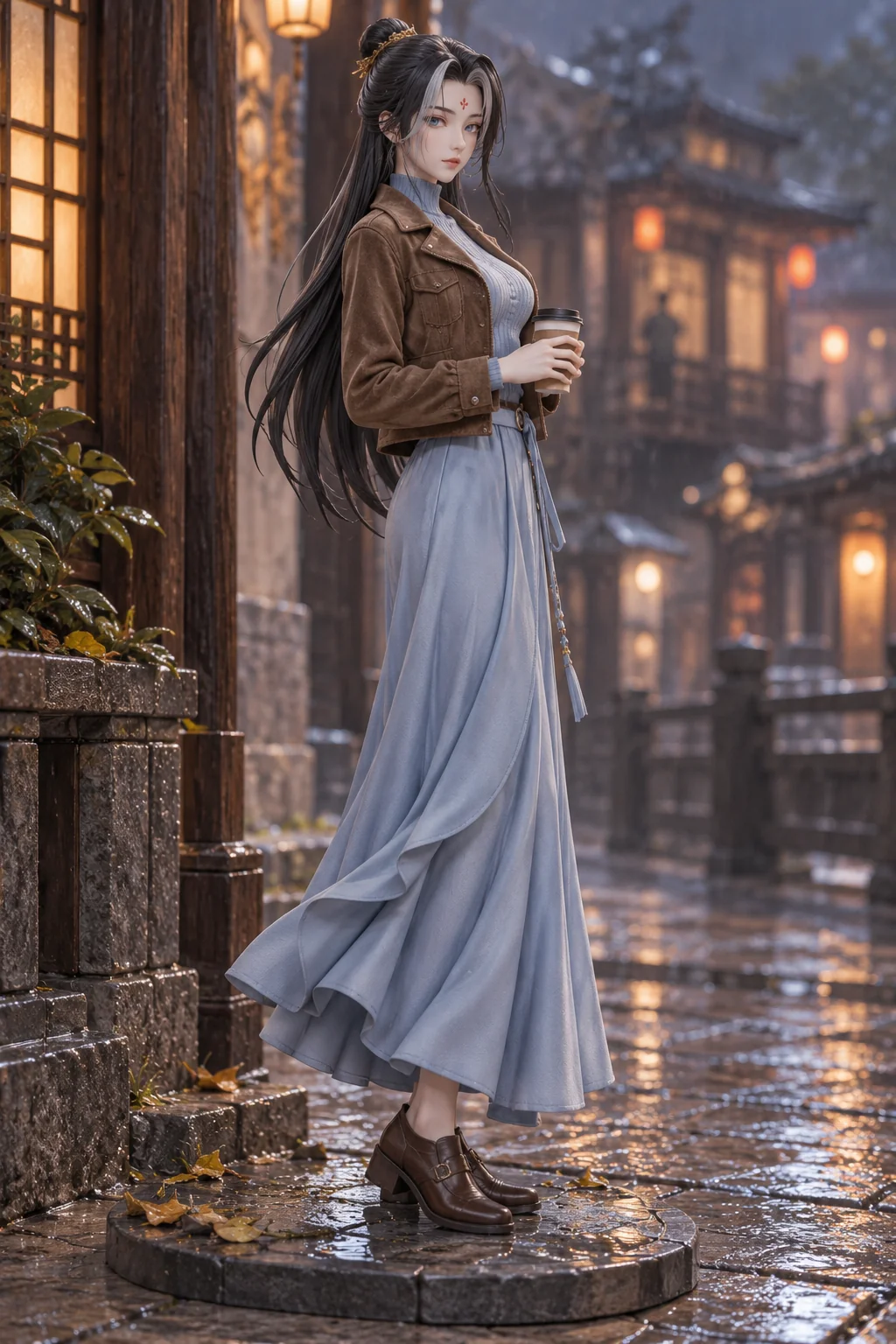 Hua Jiang Hu: The Degenerate · Nv Di · Suede jacket + long skirt · 3D Figure