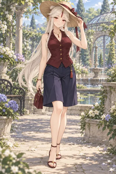 Ningguang · Waistcoat + Bermuda shorts