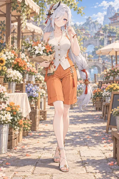 Shenhe · Waistcoat + Bermuda shorts