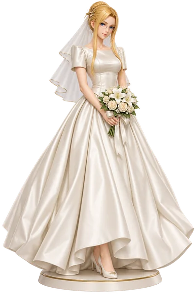 Quistis Trepe · Wedding gowns + 3D figures · Mikado satin gown + gold hairpin