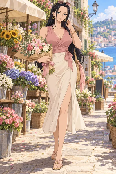Nico Robin · Wrap top + slit midi skirt