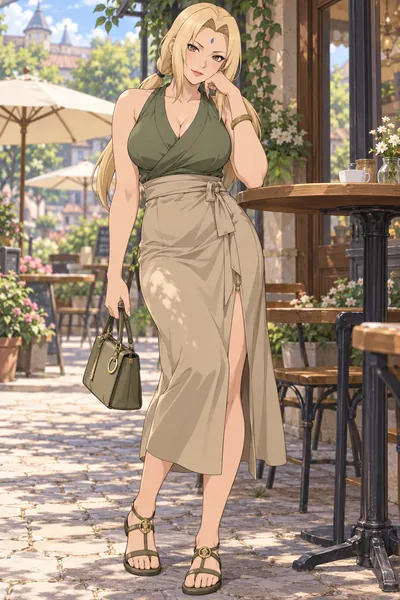 Tsunade · Wrap top + slit midi skirt