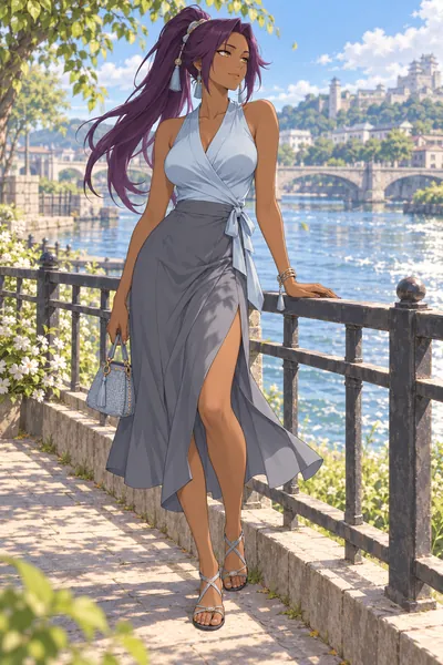 Yoruichi Shihoin · Wrap top + slit midi skirt
