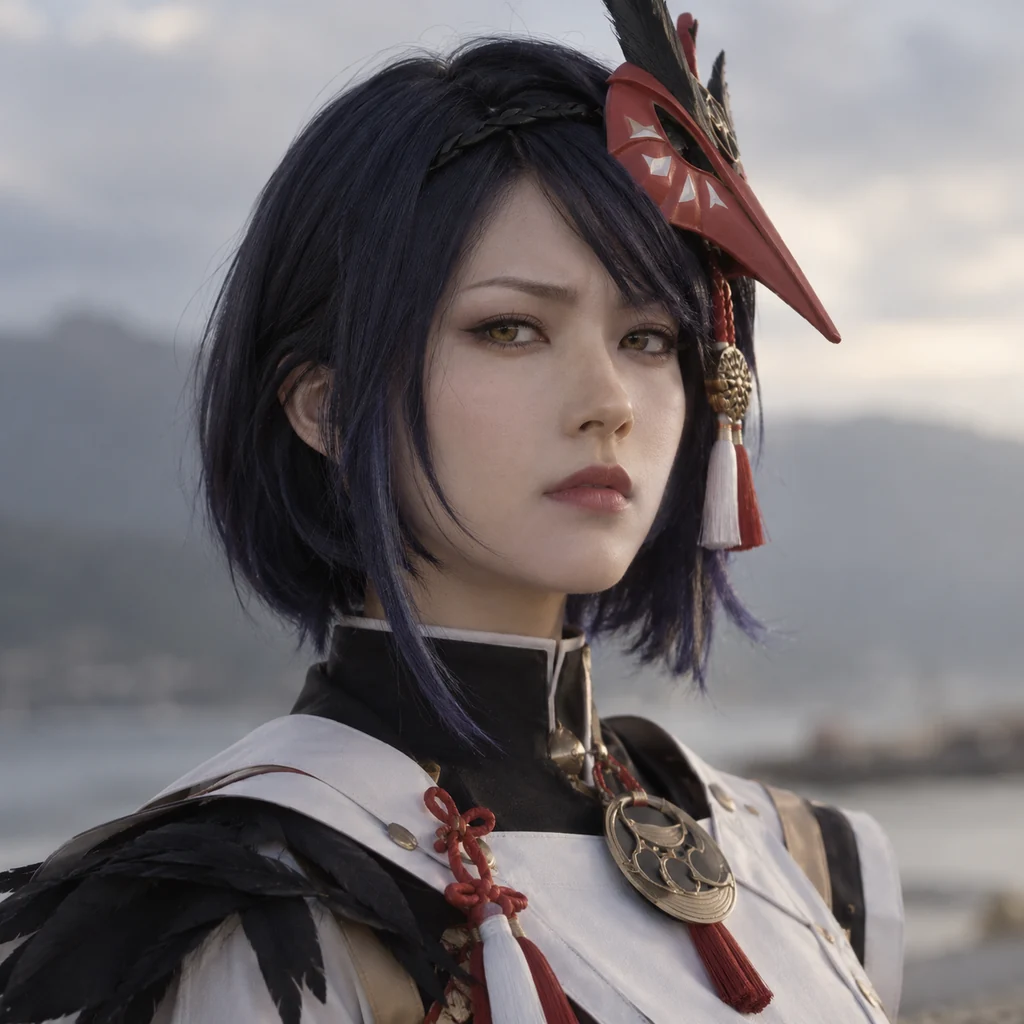 Kujou Sara live-action AI portrait