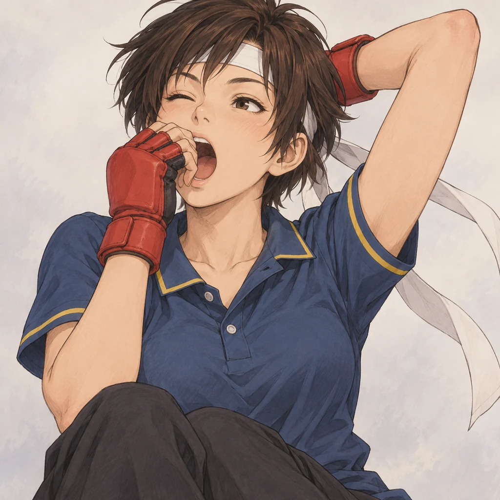 Sakura Kasugano AI 辅助角色插画