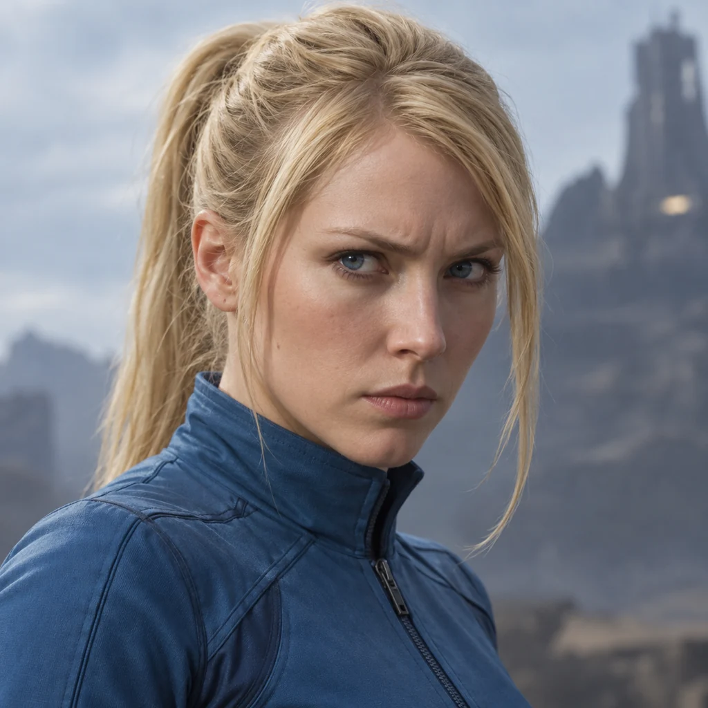Samus Aran live-action AI portrait