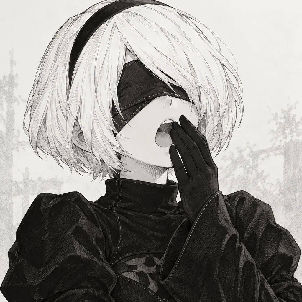 2B AI 辅助角色插画