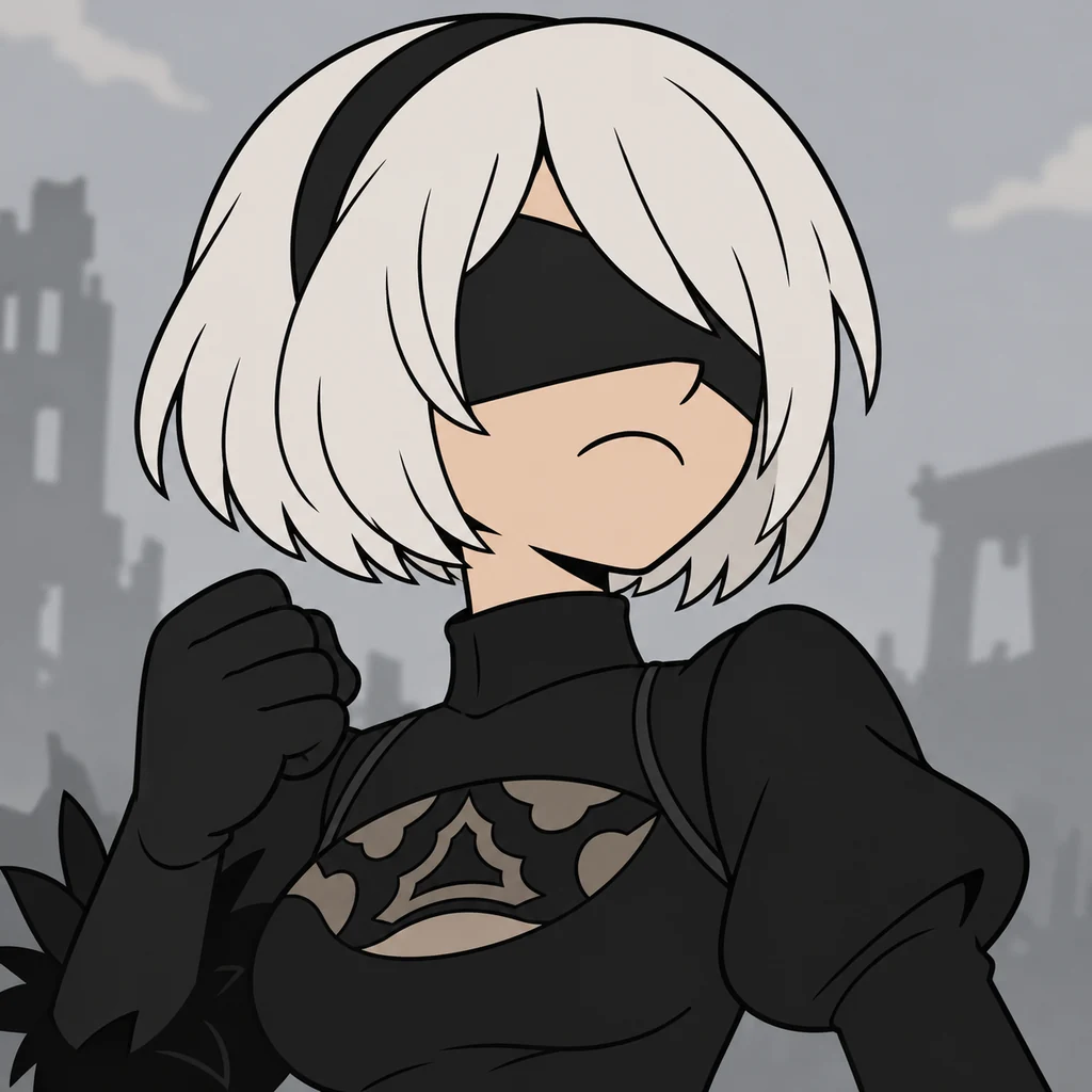 2B AI 辅助角色插画