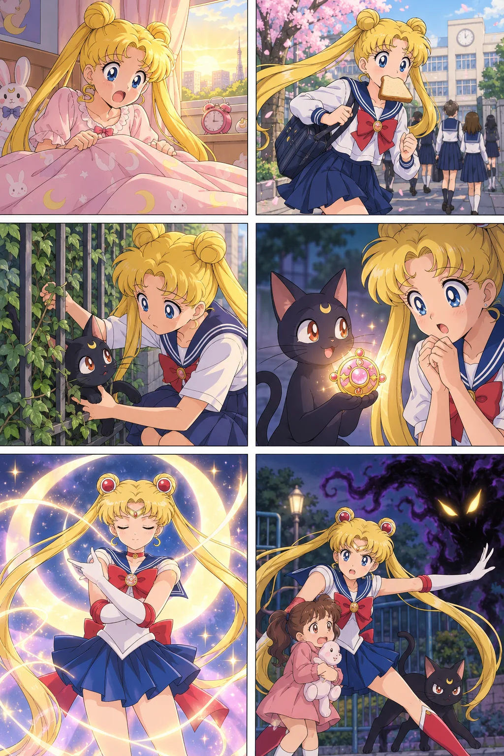 Meeting Luna turns Usagi’s everyday life into an adventure protecting others.
