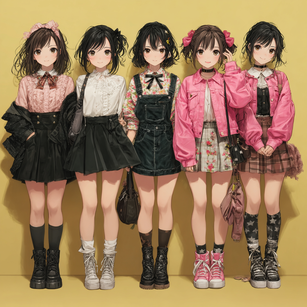 Multiple girls showcase different fashion styles.
