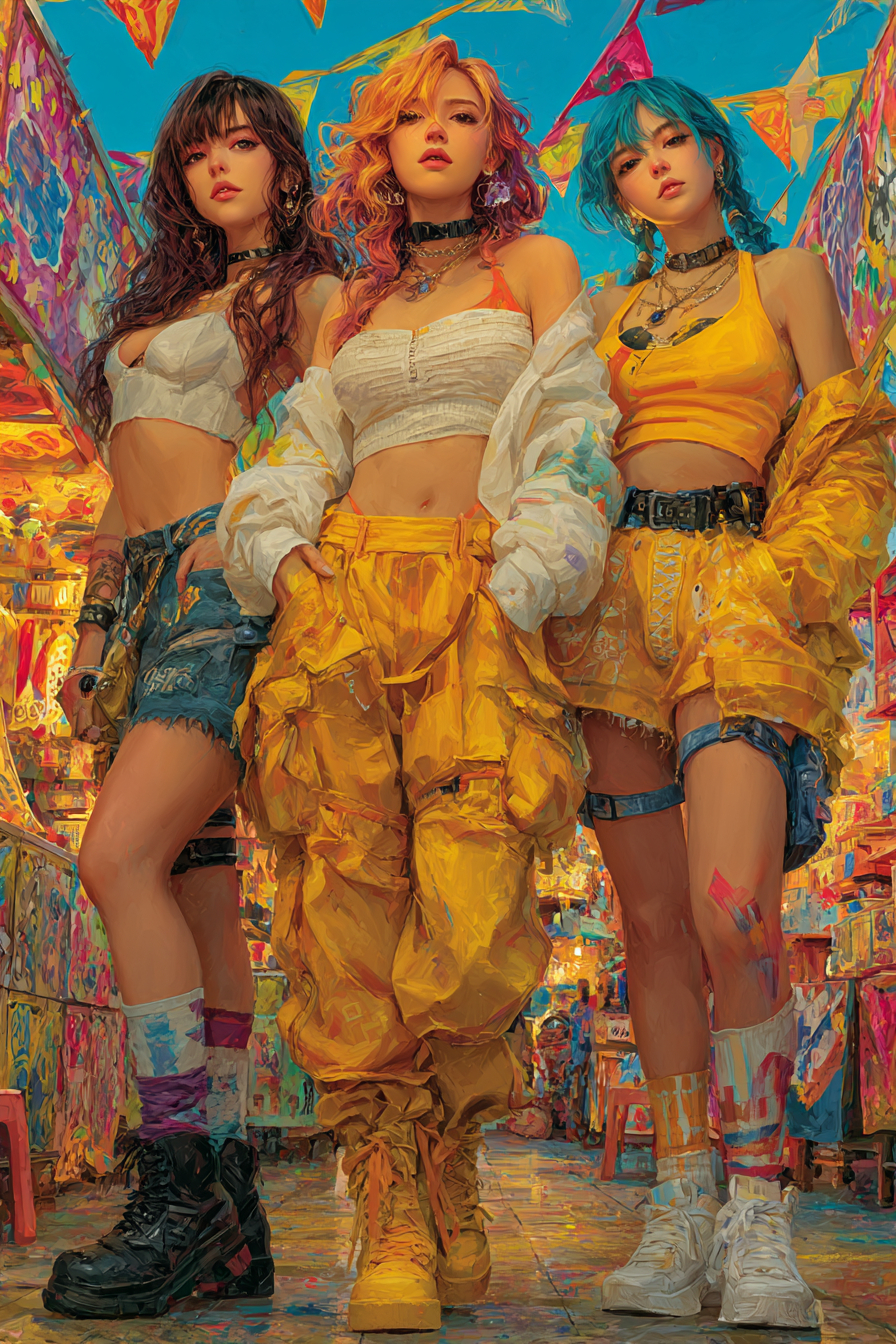 리한나가 '토라도라!'의 타이가 아이사카, 스칼렛 요한슨이 '파이널 판타지 X'의 유지나,젠데이아가 '카우보이 비밥'의 페이 밸런타인을 코스프레한 생동감 넘치는 일러스트