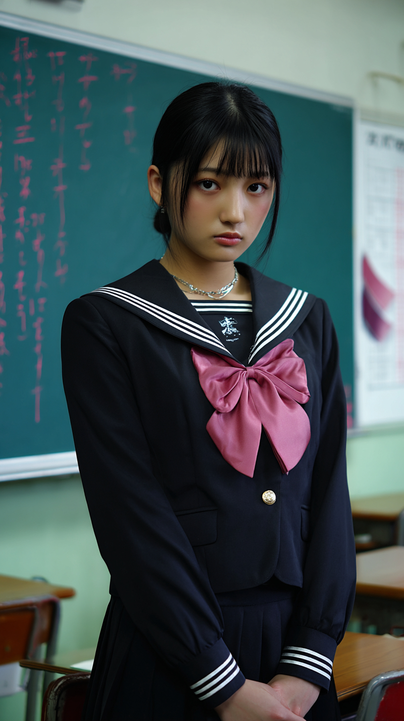 18歳の日本の女子高校生が制服を着ています
