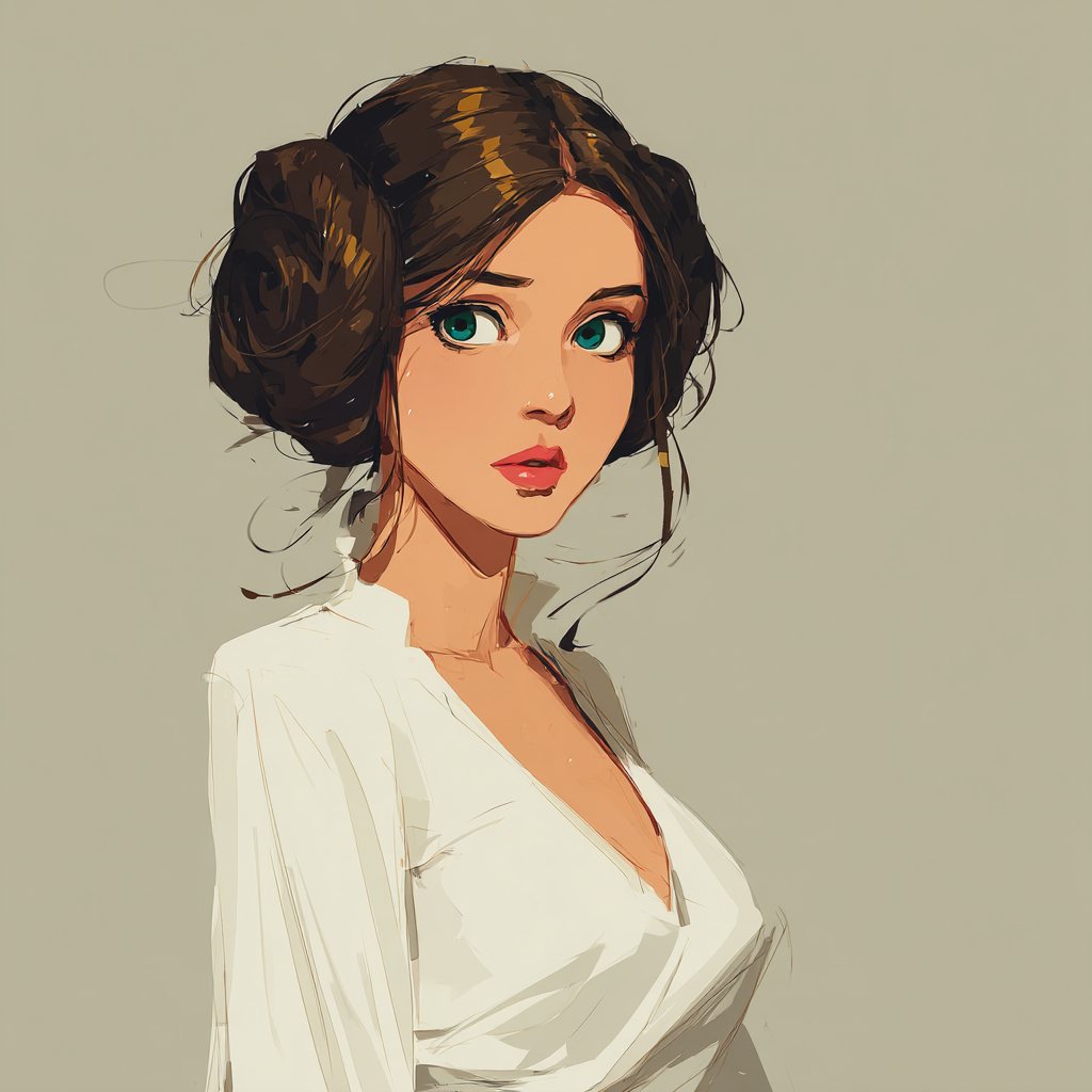 Princesse Leia dans le style anime de la taille vers le haut