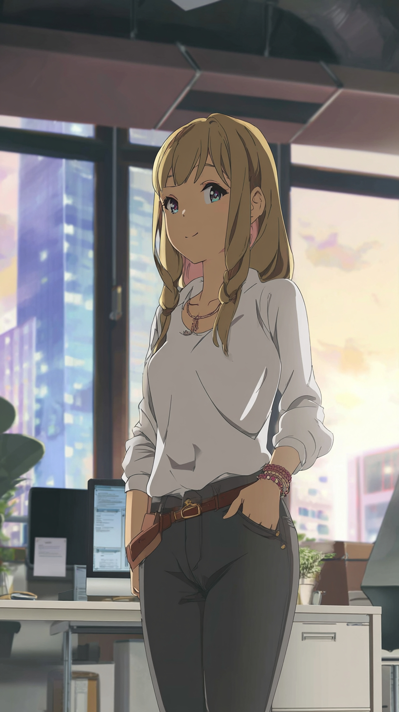 Junge Frau, Anime-Stil, herausragende Mitarbeiterin
