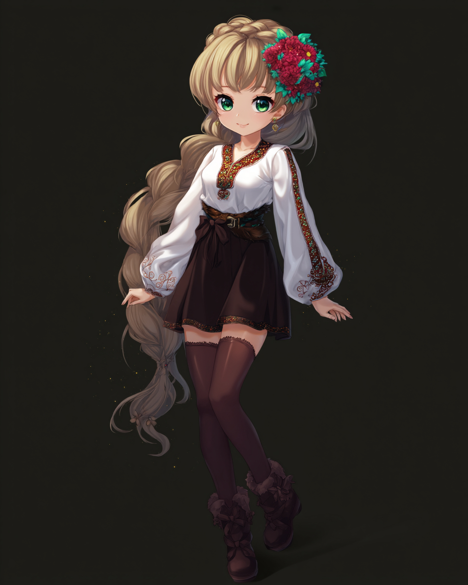 Fille adolescente ukrainienne dans le style d'un personnage d'anime chibi