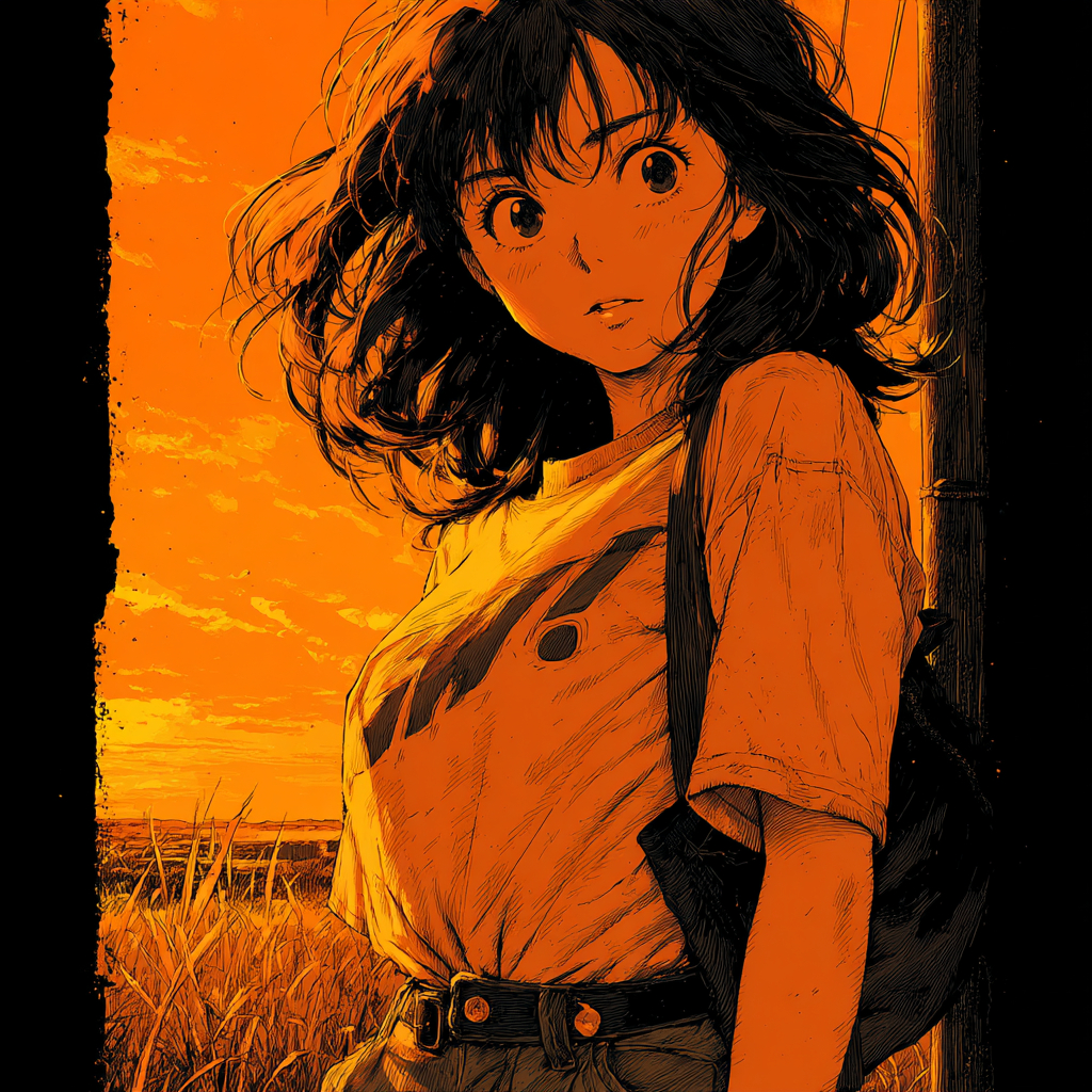 Une fille en t-shirt affiche une expression ensoleillée et confiante