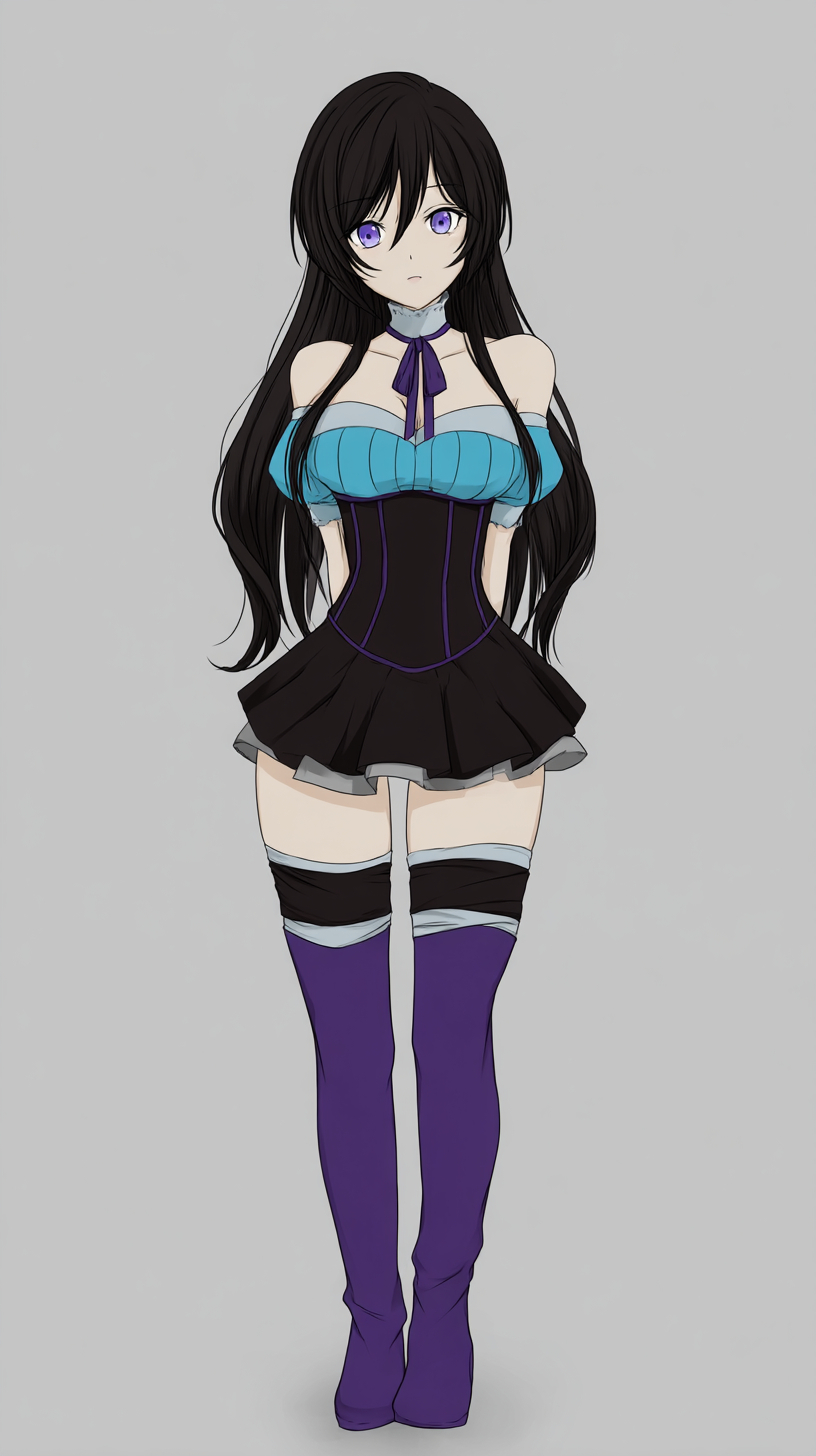 美しいアニメの女の子の全身を描いたシンプルな絵