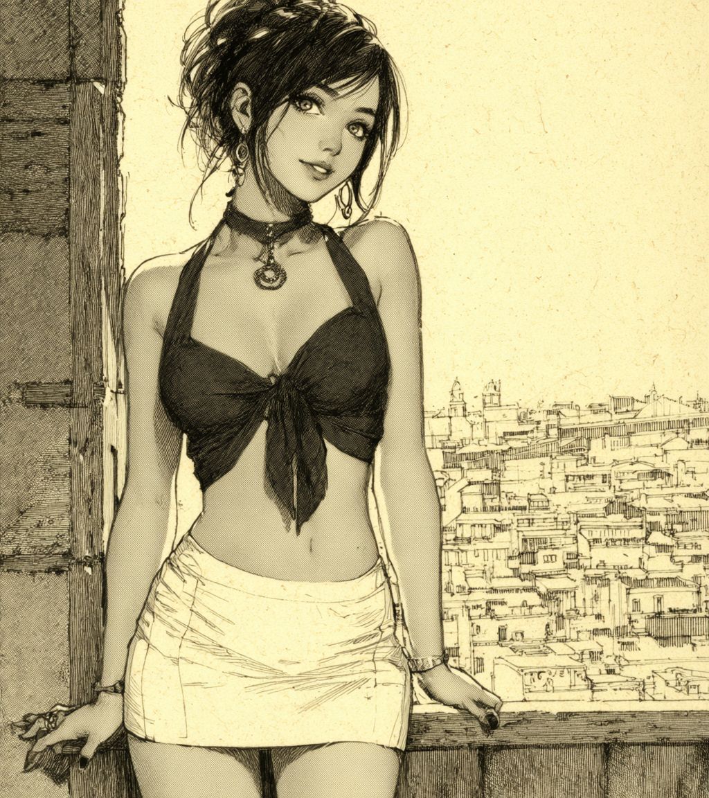Close-up of an attractive woman in a mini skirt