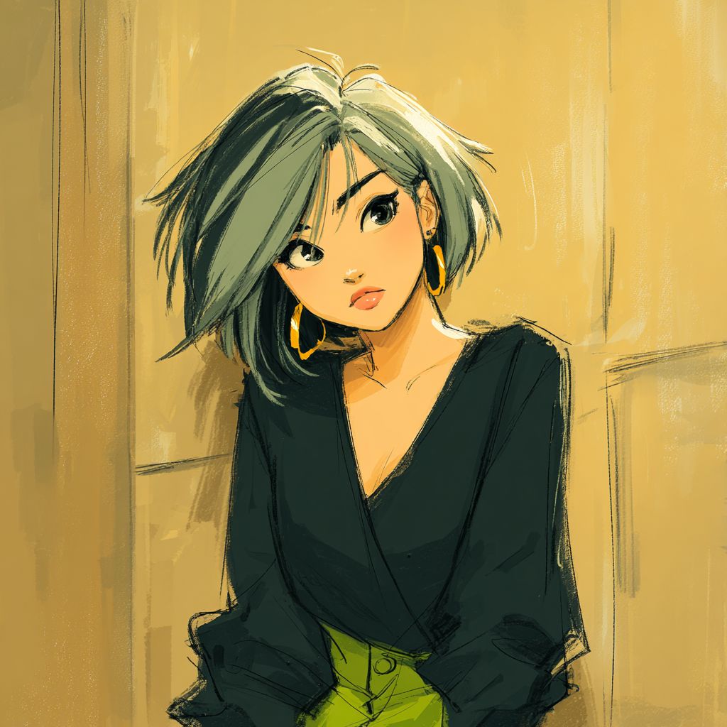 一位短发的动漫风格美少女，略显忧伤