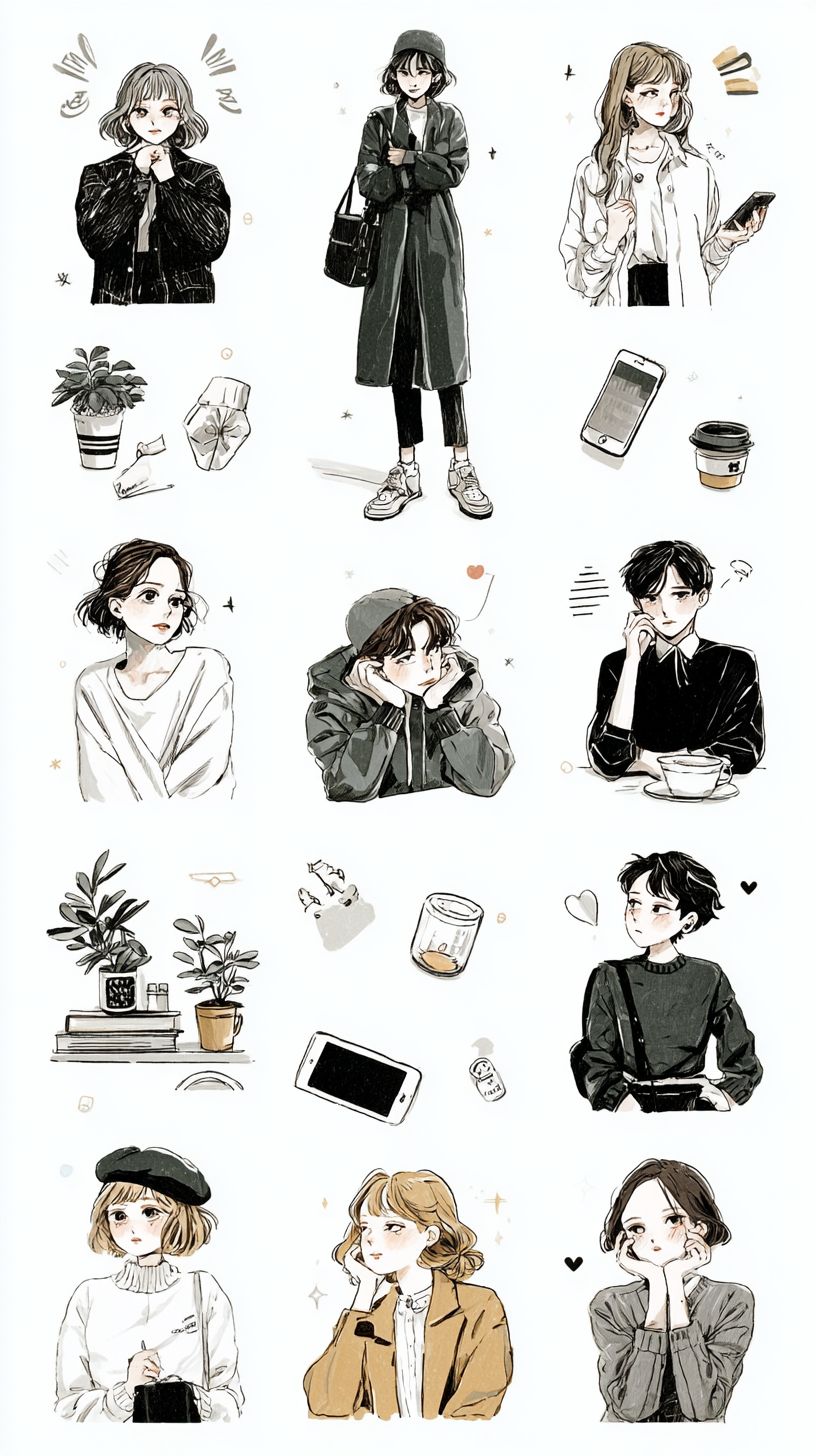 一种时尚前卫的艺术风格结合了日本漫画的细腻与韩国插画的潮流感