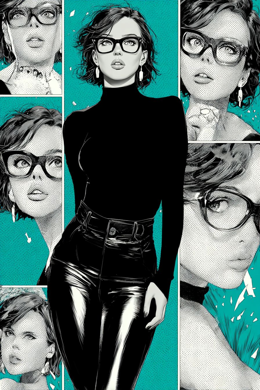 Scarlett Johansson porte un bodysuit noir à col roulé et un pantalon en cuir taille haute