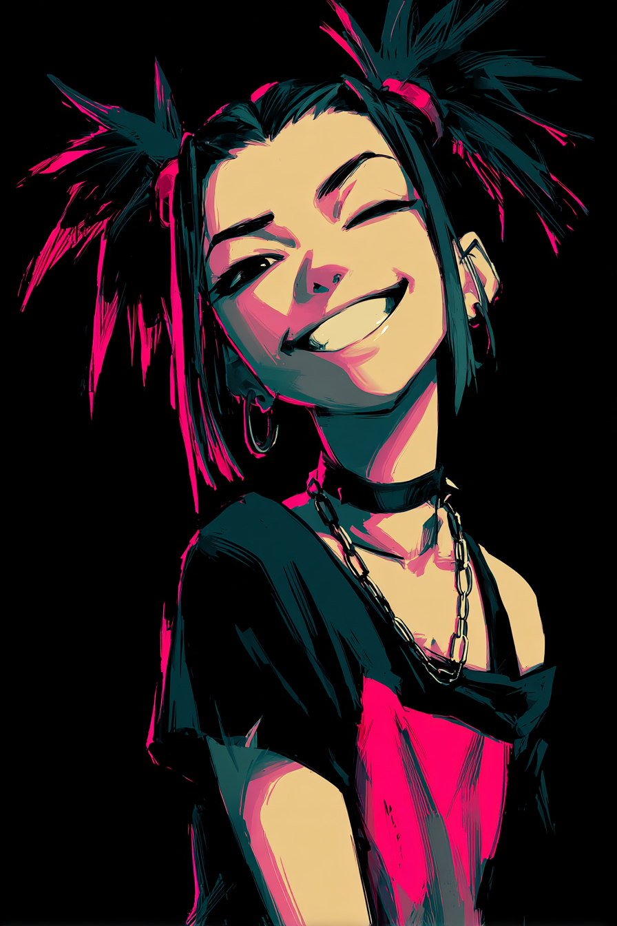 Goth girl smiling