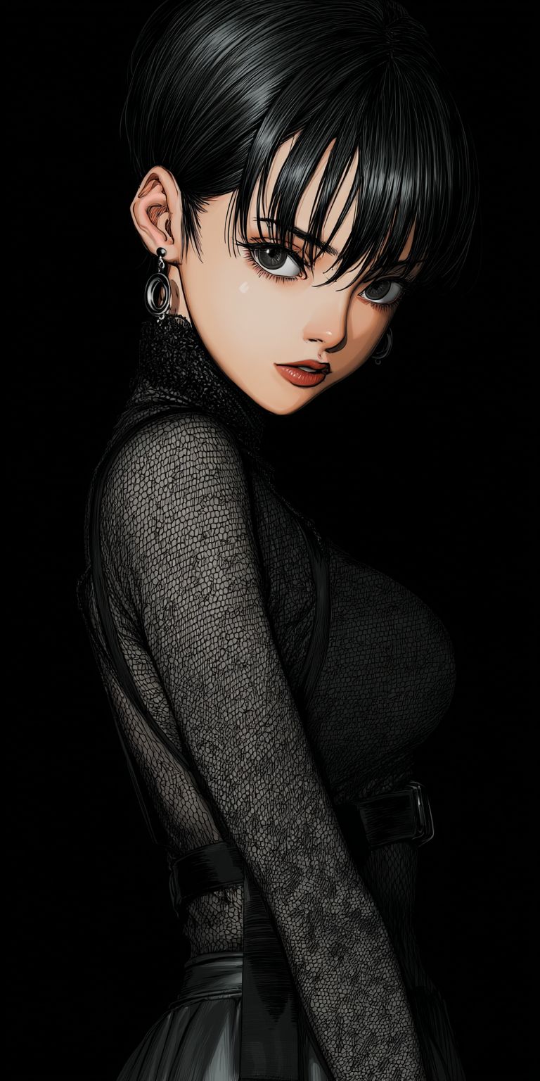 A beautiful mature woman in goth attire