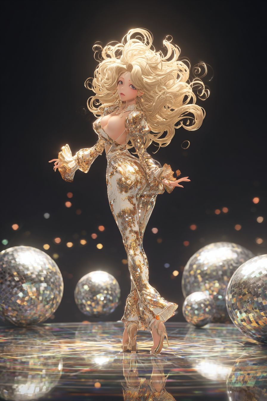 Ein strahlendes Anime-Mädchen, inspiriert von Beyoncé