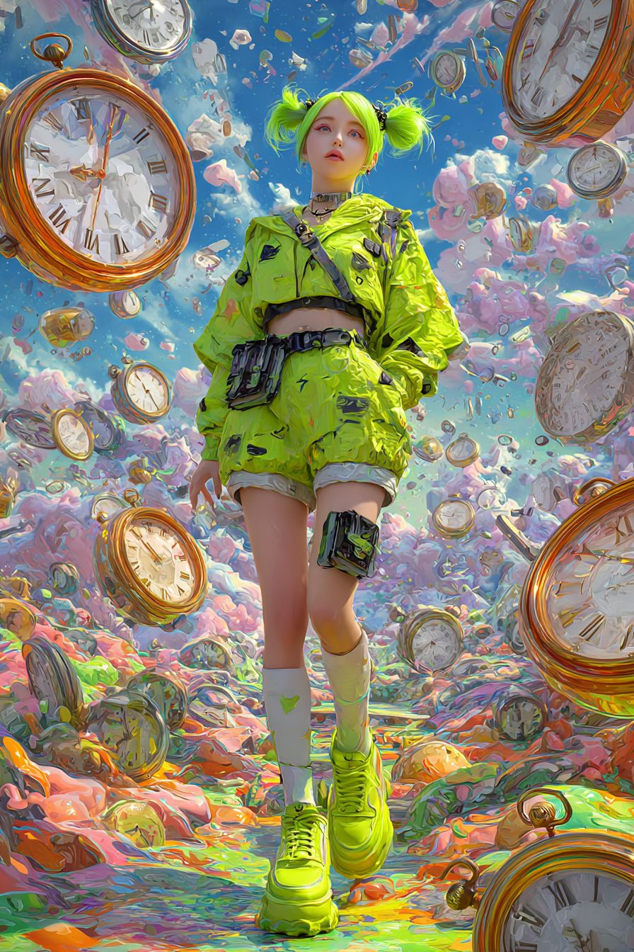 Une fille d'anime surréaliste inspirée par Billie Eilish