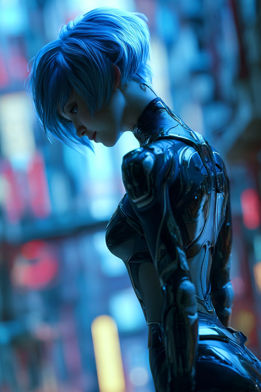A sleek anime girl inspired by Jennifer Lawrence