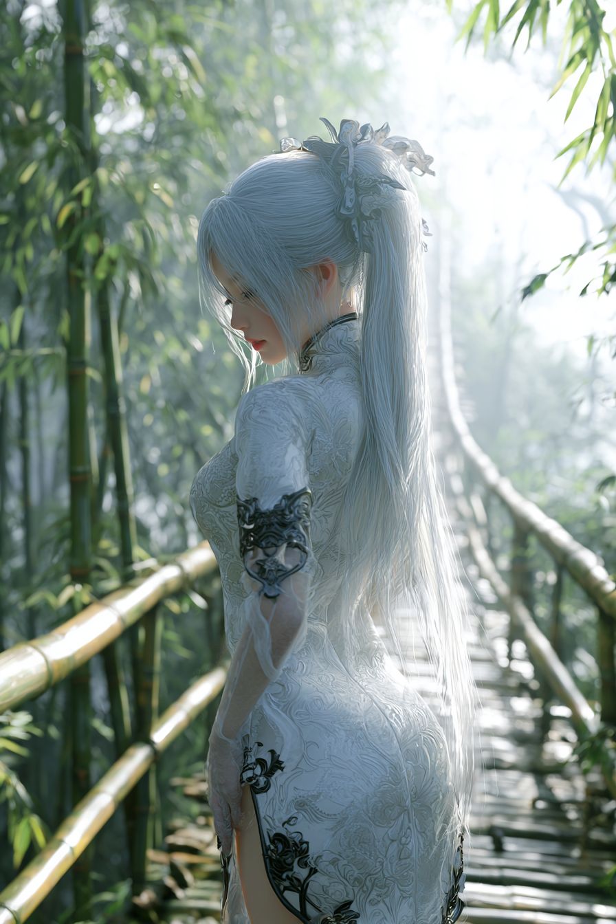 A serene anime girl inspired by Fan Bingbing