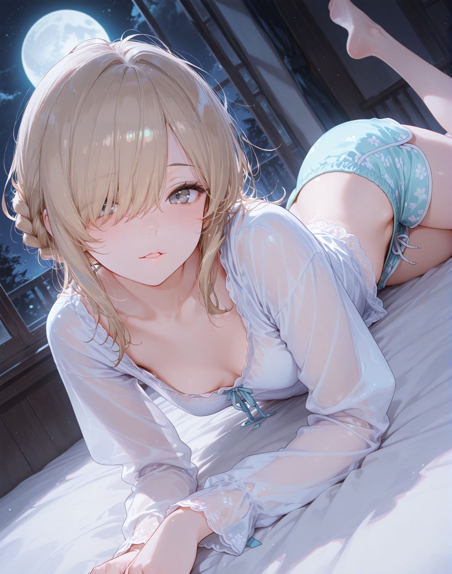 夏の夜の屋上での水鉄砲バトルと笑顔の少女