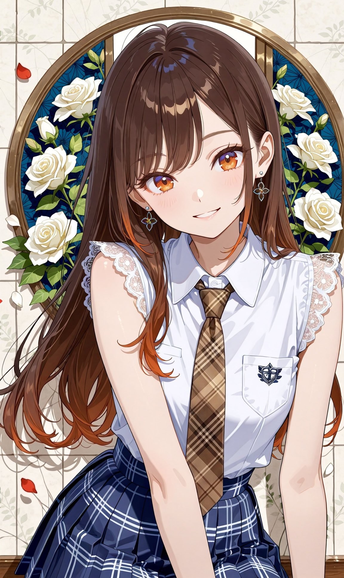 Beautiful girl wallpaper showcases the elegant fashion of a brown-haired girl