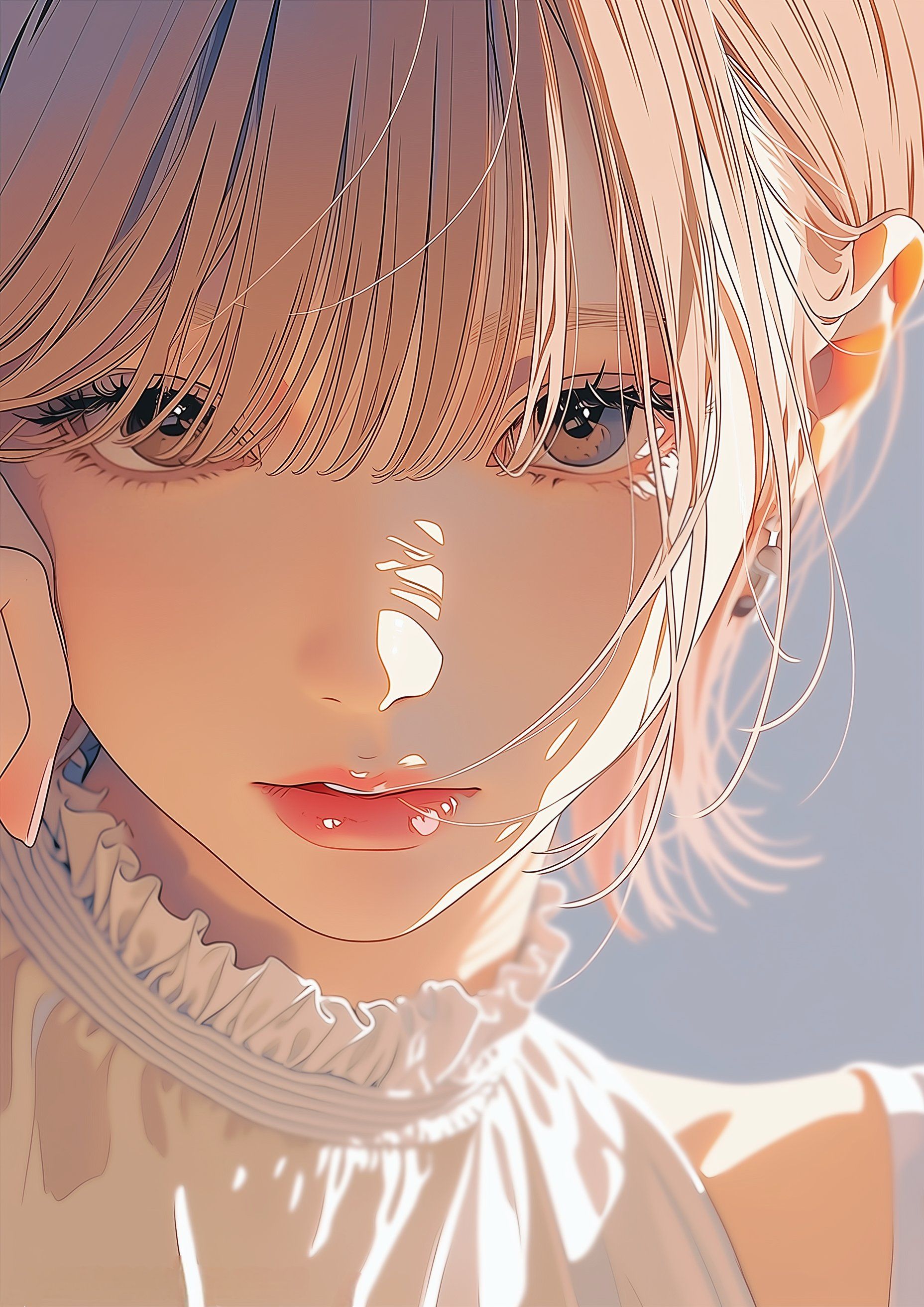 A detailed illustration of a 2D beautiful girl