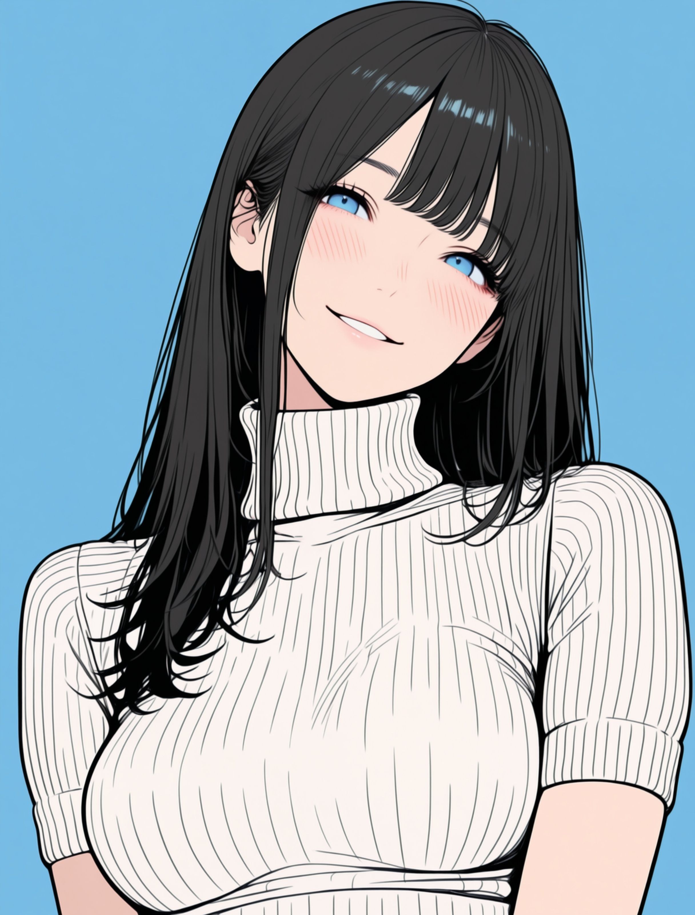 黑長髮少女穿灰色衛衣和黑色褲子