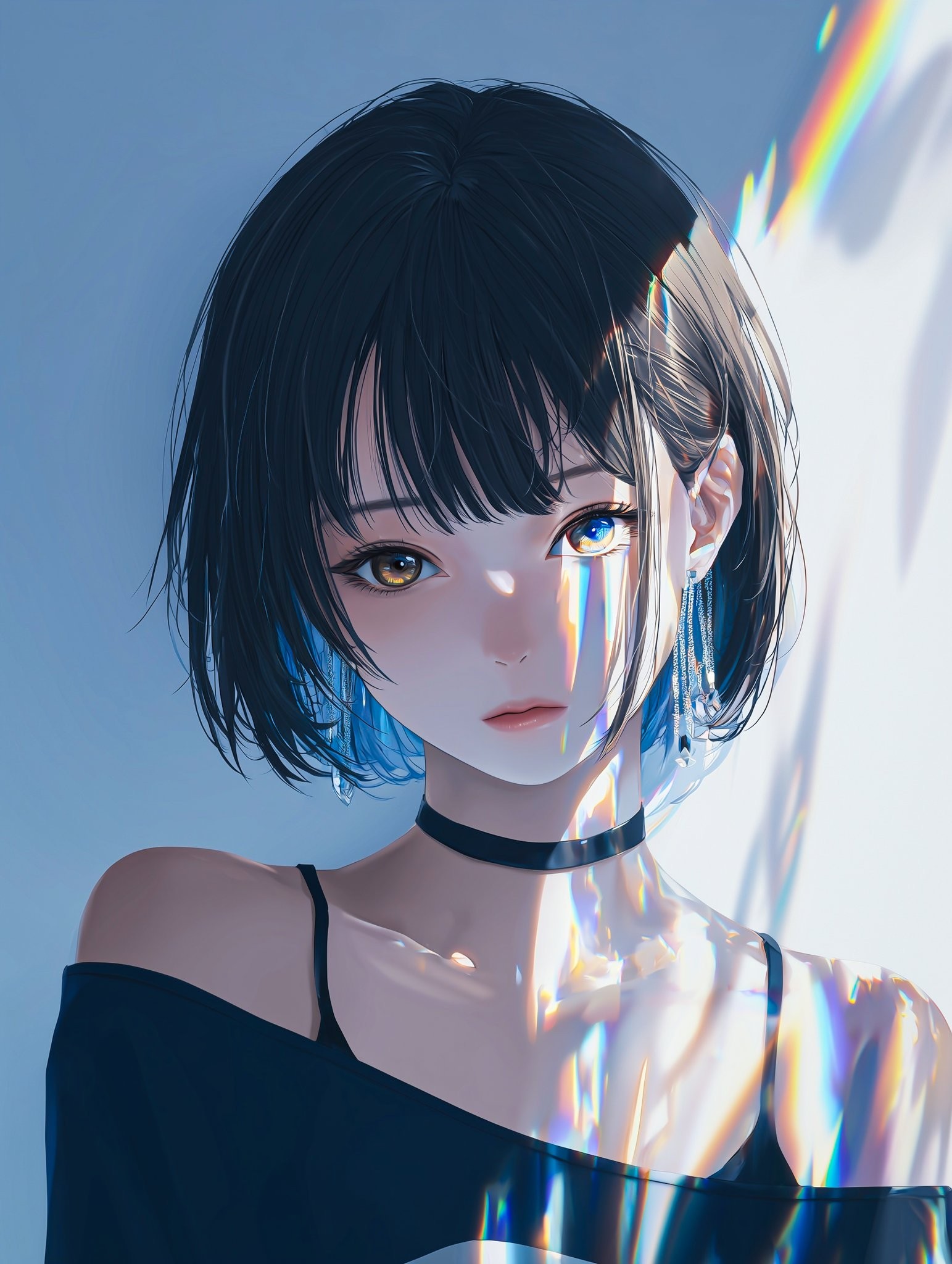 Anime wallpaper of a girl with heterochromia