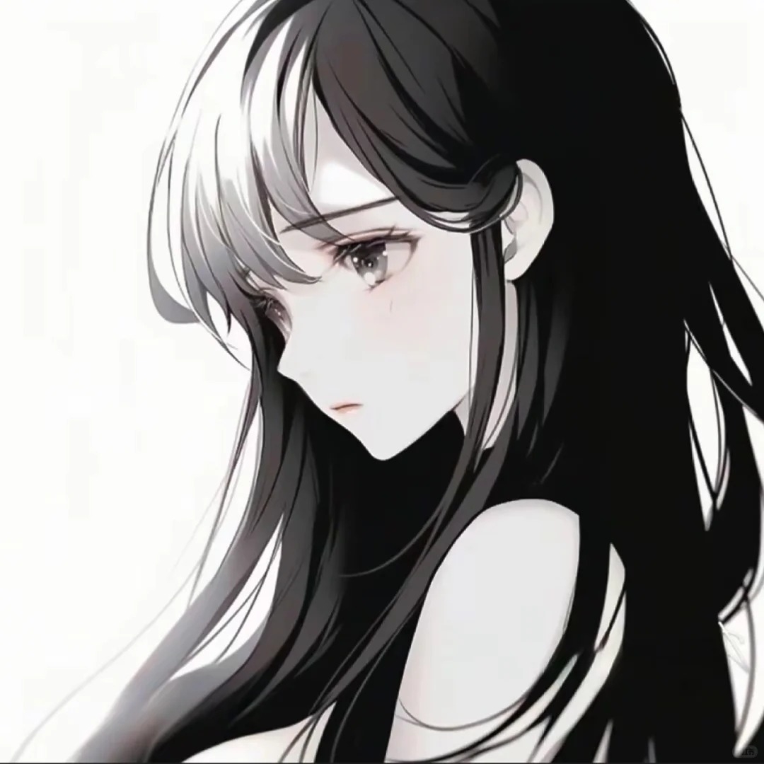 黑色露肩上衣的清冷忧郁动漫女性