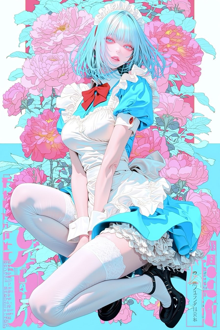 Fondo de pantalla de chica sirvienta de cabello azul en alta definición