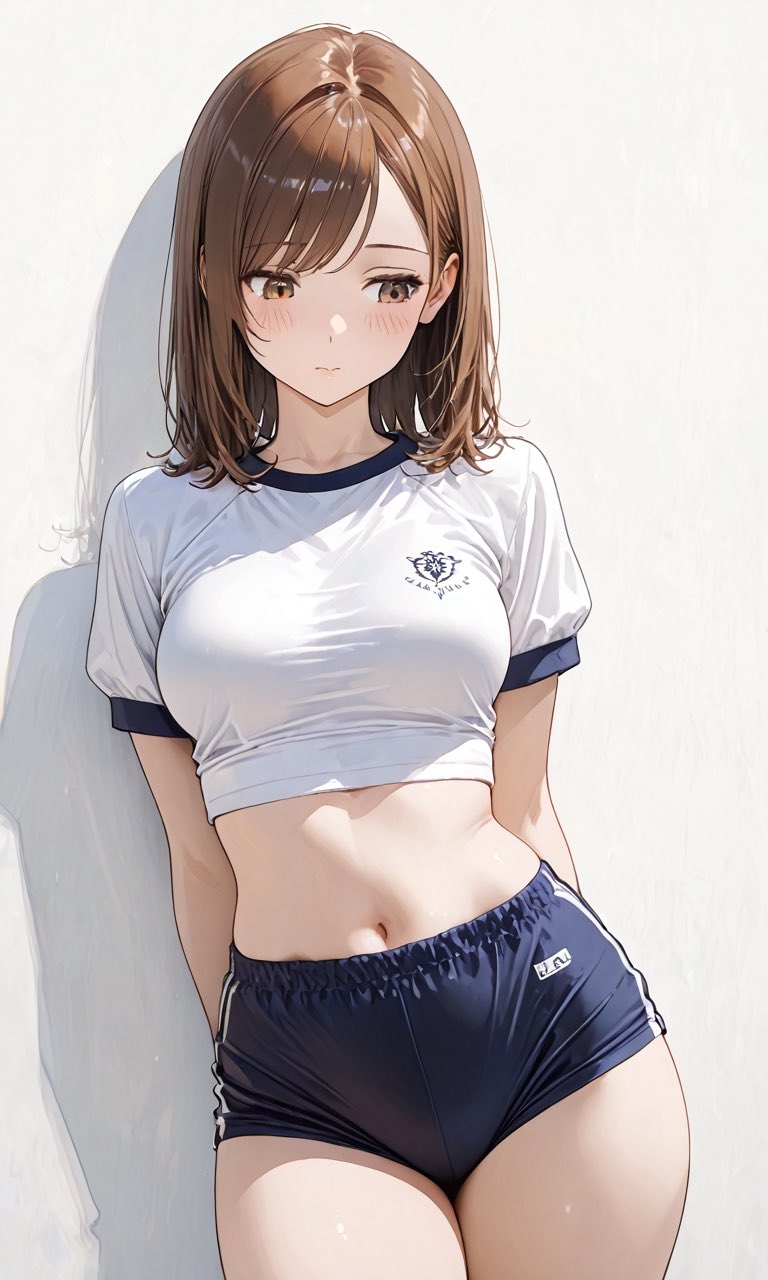 清纯少女穿着日式体操服展现娇羞气质