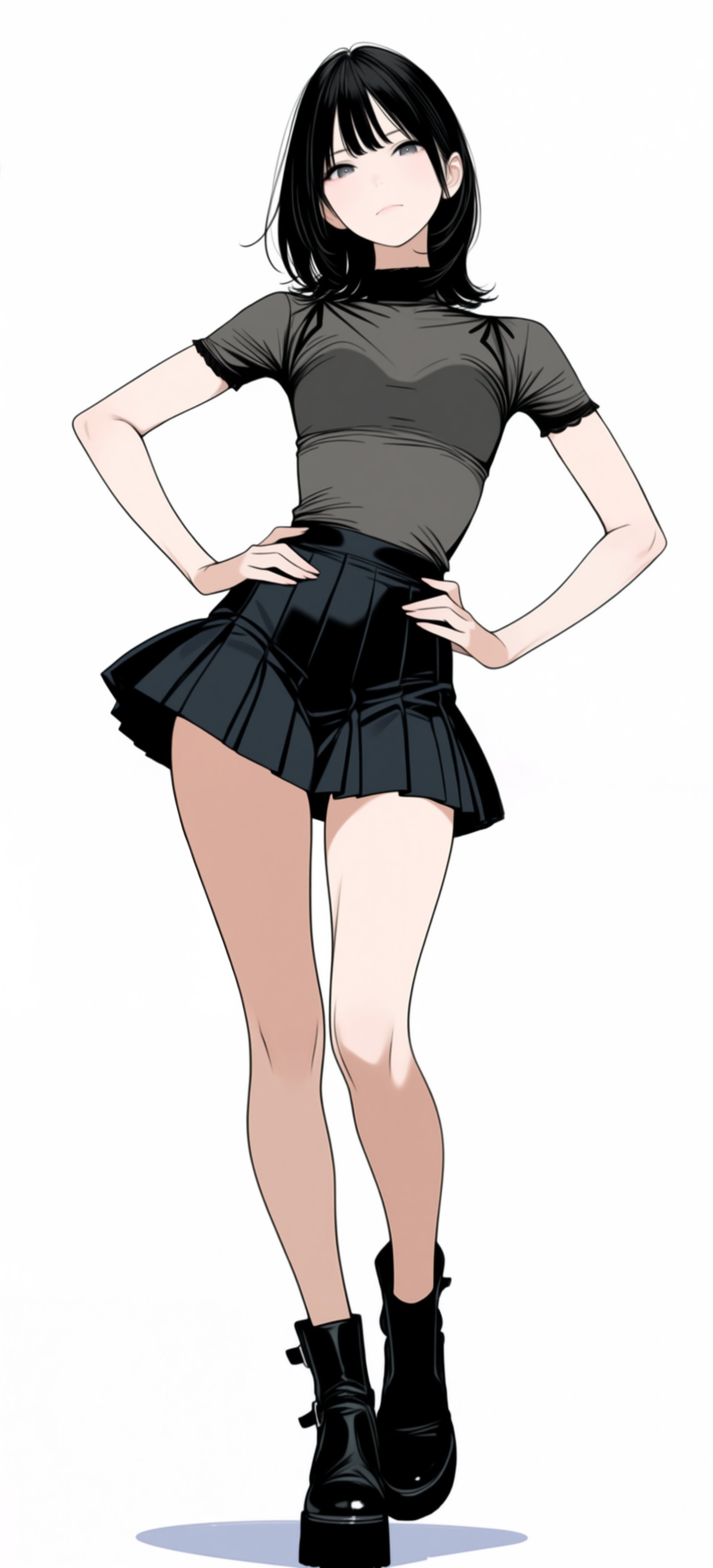 夏日黑发少女在紫阳花丛中