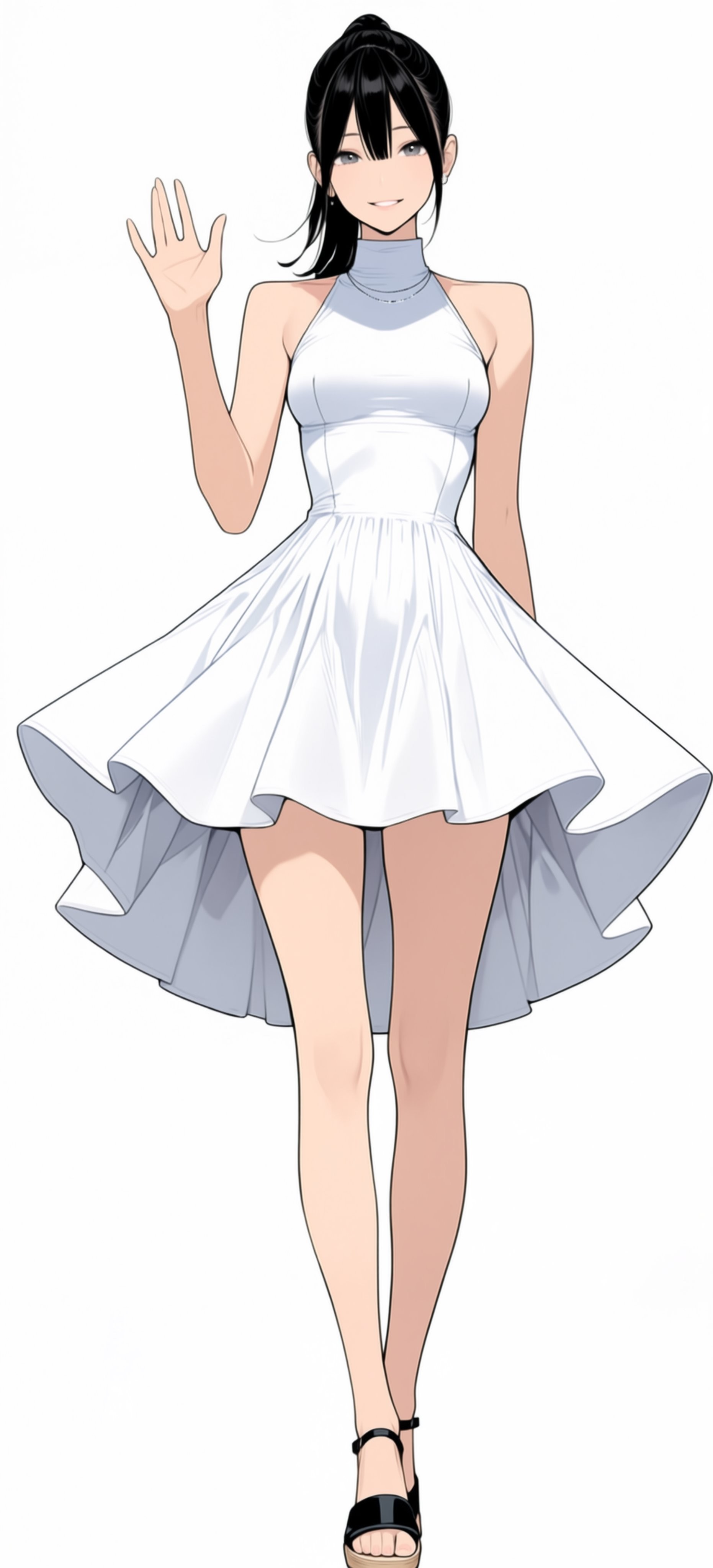 A two-dimensional gothic girl with black and white gradient long hair