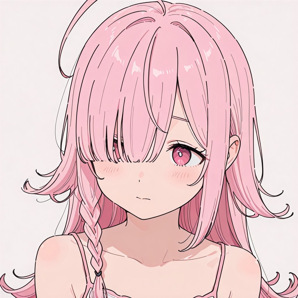 The image features a girl with pink hair