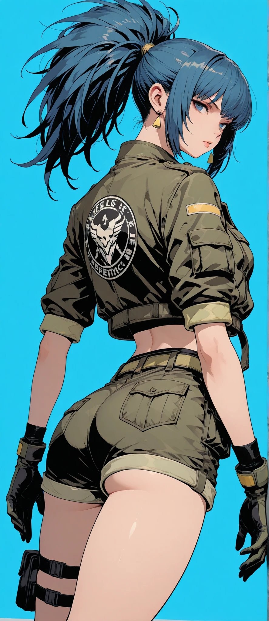 Die Figur Liana aus KOF trägt eine khakifarbene Jacke und Cargo-Shorts