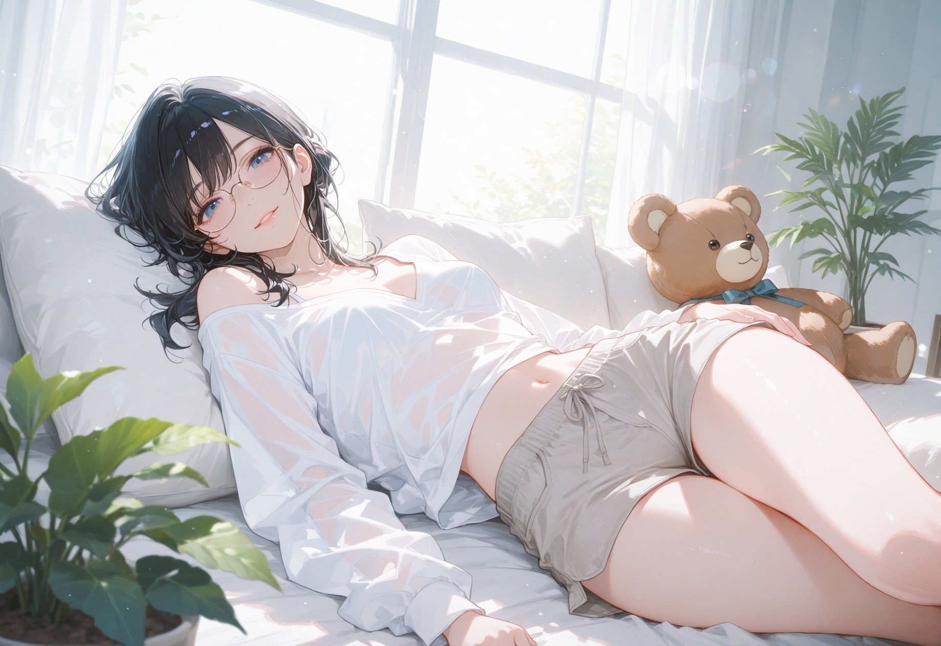 Hochwertiger Hintergrund mit japanischem Anime-Mädchen